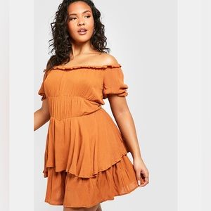 Off the Shoulder Bardot Ruffle Romper Cheesecloth